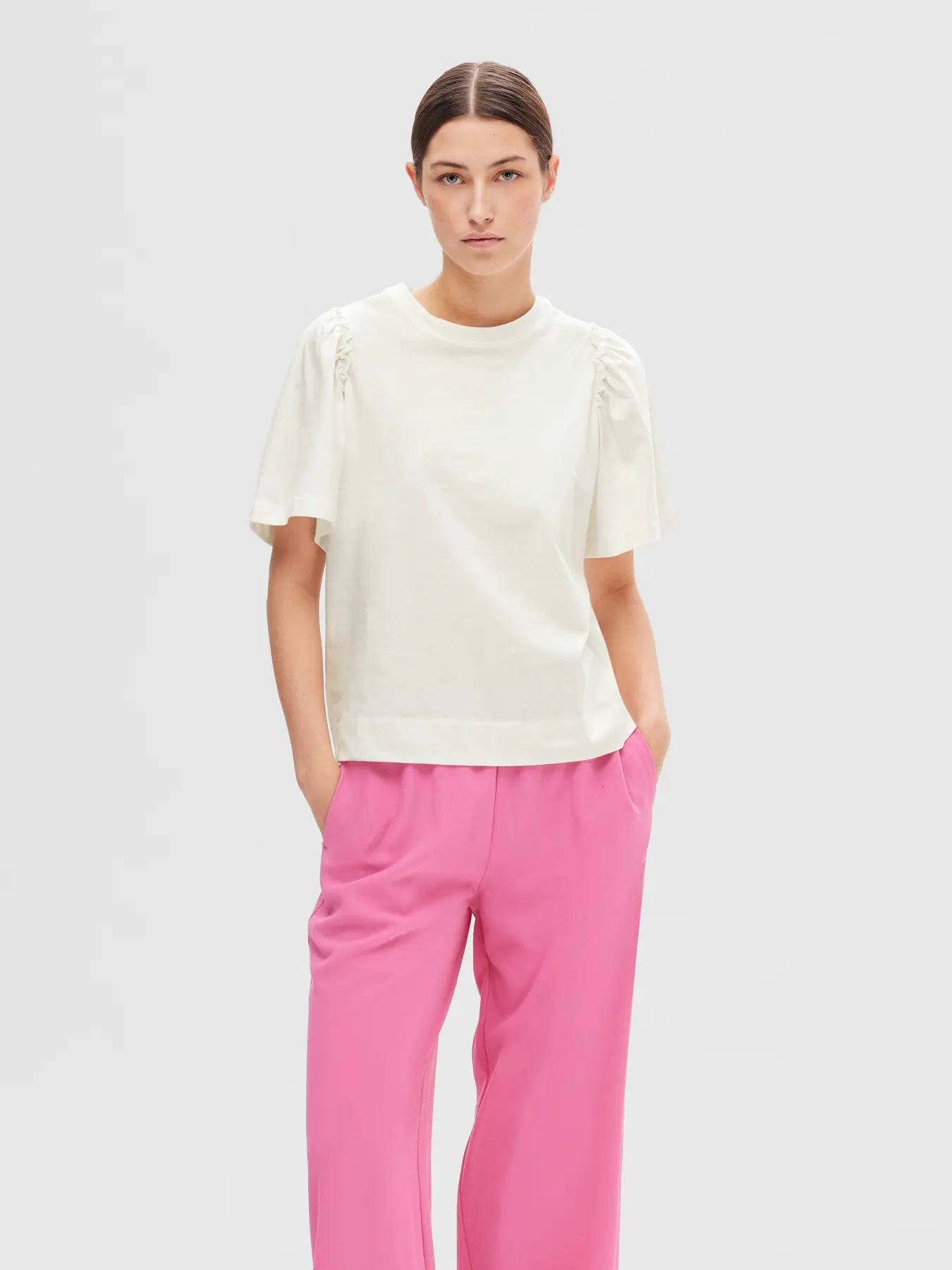 Selected Femme Penelope Ruffle Tee White