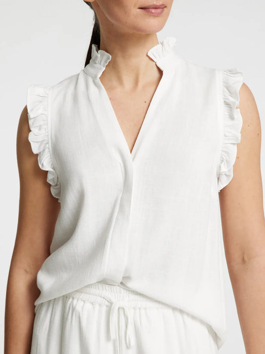 Selected Femme Viva Ruffle Top Snow White