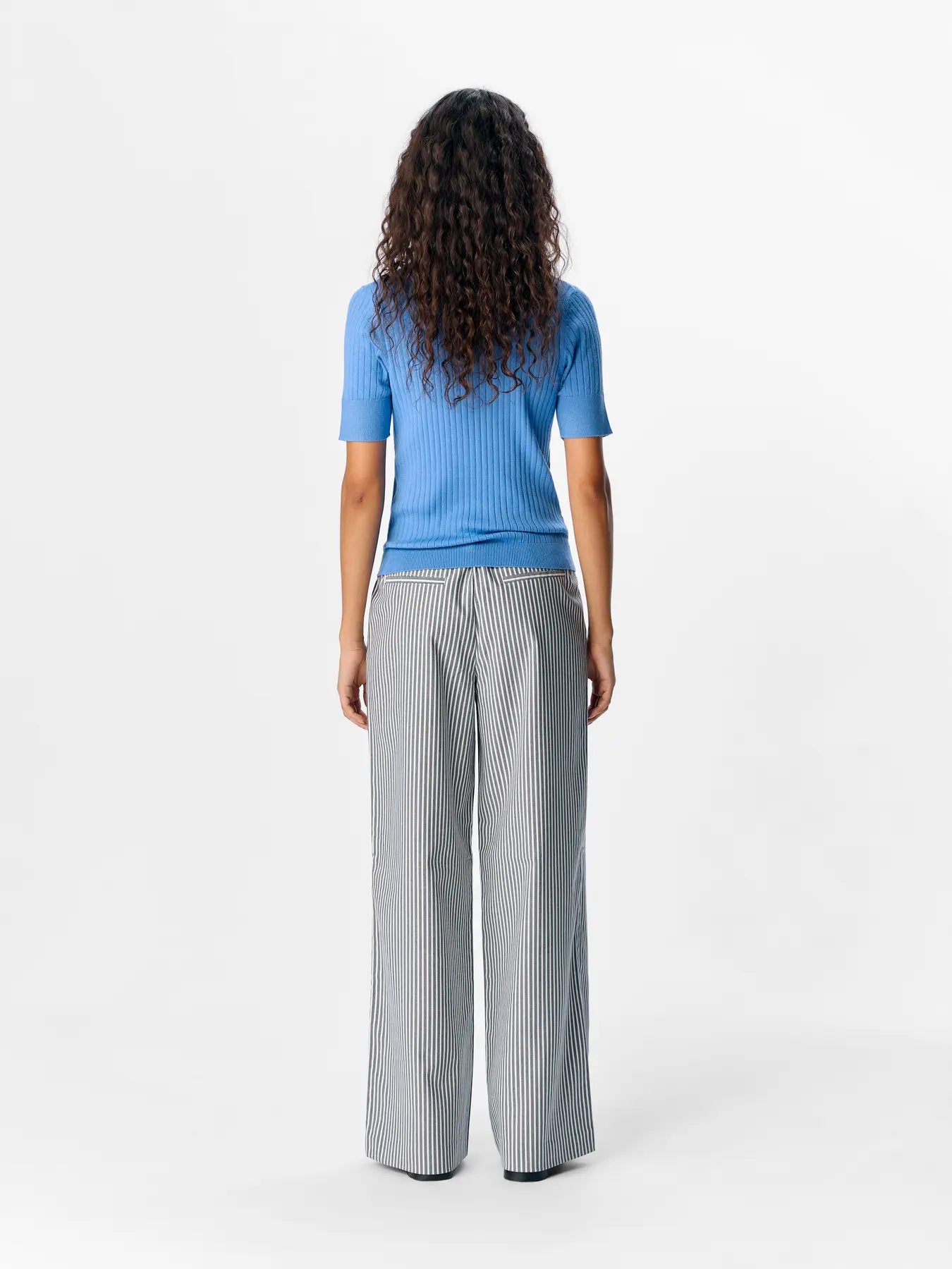 picture of Object Lisa Wide Trouser - Cloud Dancer/Sky Stripe - Number Two - womens - fashion - clothing - Object 6