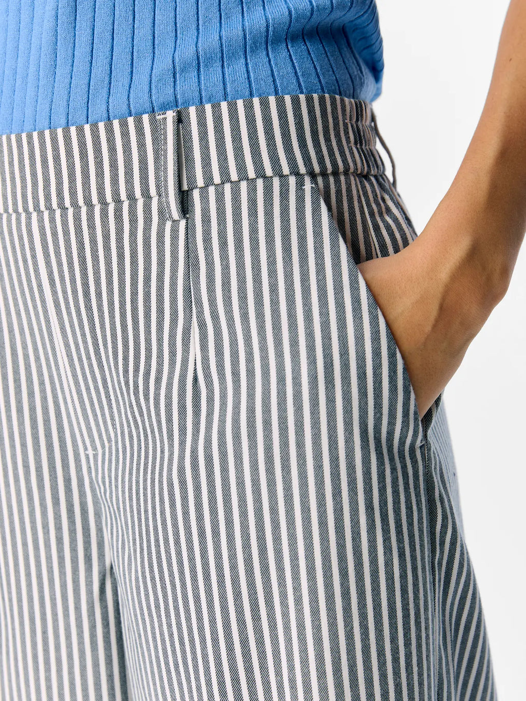 picture of Object Lisa Wide Trouser - Cloud Dancer/Sky Stripe - Number Two - womens - fashion - clothing - Object 2