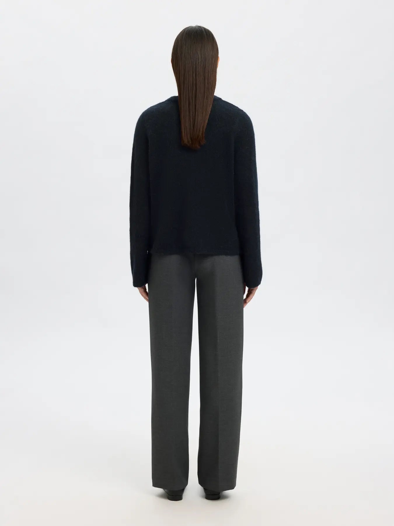 picture of Selected Femme Lulu Long Sleeved Wool Blend Cardigan - Dark Sapphire - Number Two - womens - fashion - ethical -