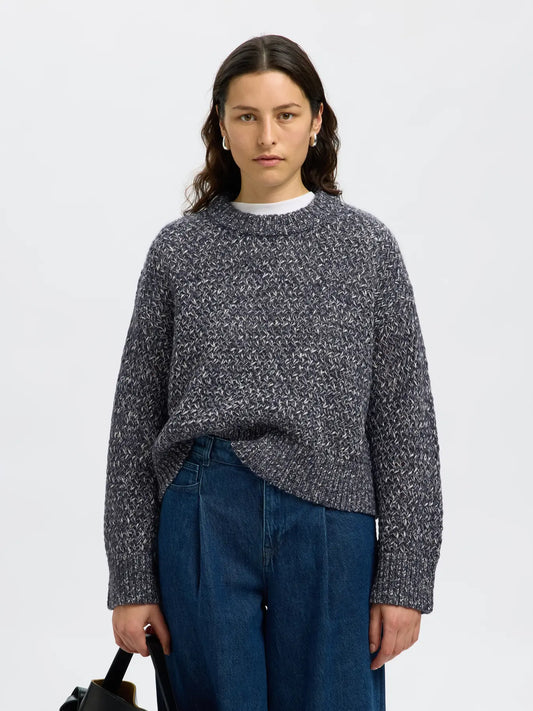 picture of Selected Femme Bolette Knit - Dark Sapphire/Birch - Number Two - womens - fashion - clothing - Selected Femme 1
