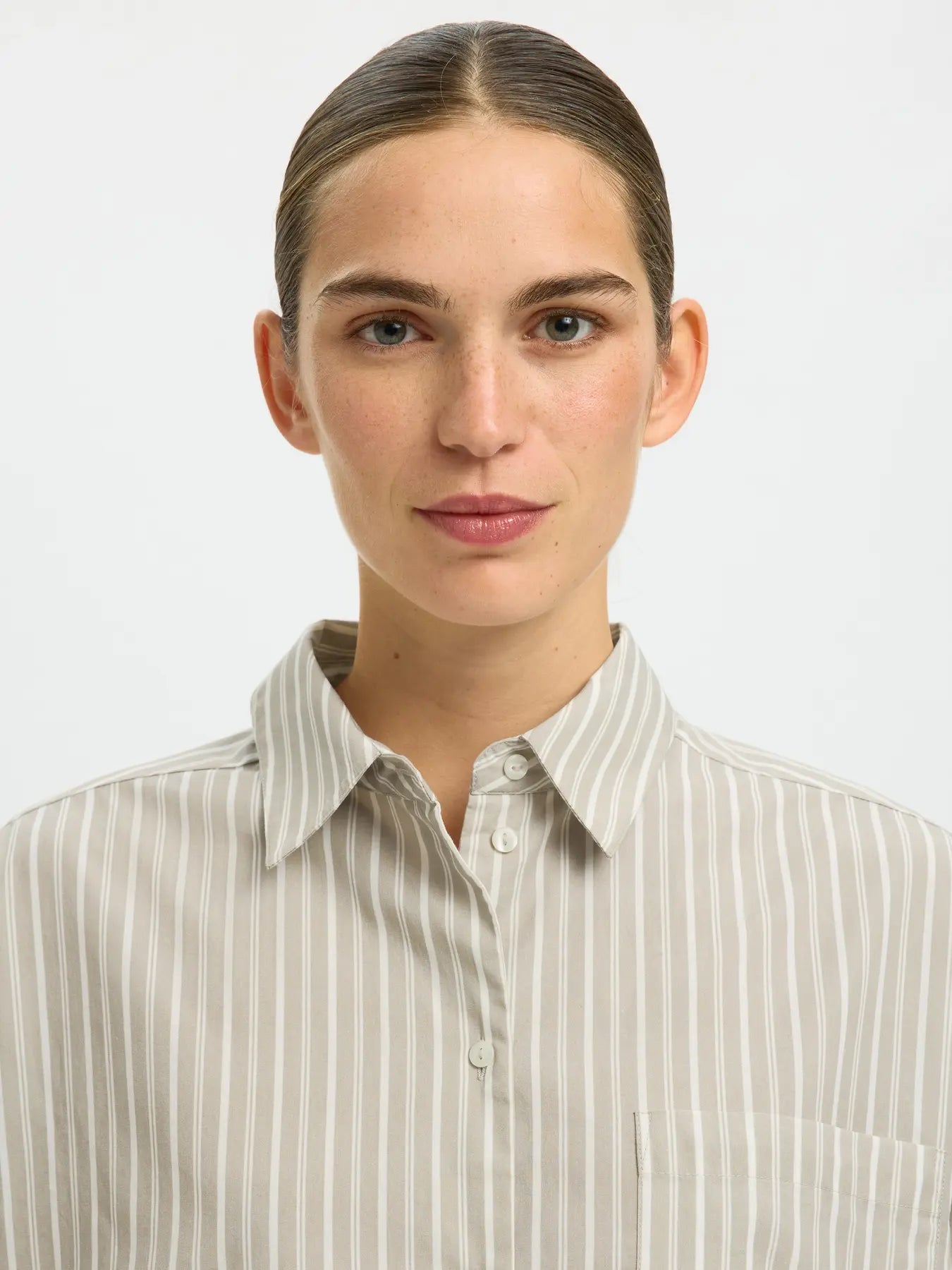 picture of Selected Astha Boxy Shirt - Cashmere/Bright White Stripe - Number Two - womens - clothing - Selected Femme 3
