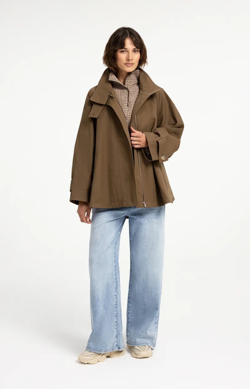 picture of Yaya A-Line Trench Jacket With Stand Collar - Teak Brown - Number Two - womens - fashion - clothing - Yaya 11