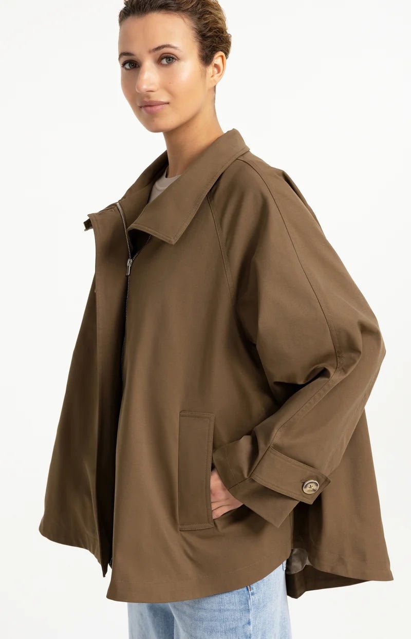 picture of Yaya A-Line Trench Jacket With Stand Collar - Teak Brown - Number Two - womens - fashion - clothing - Yaya 7