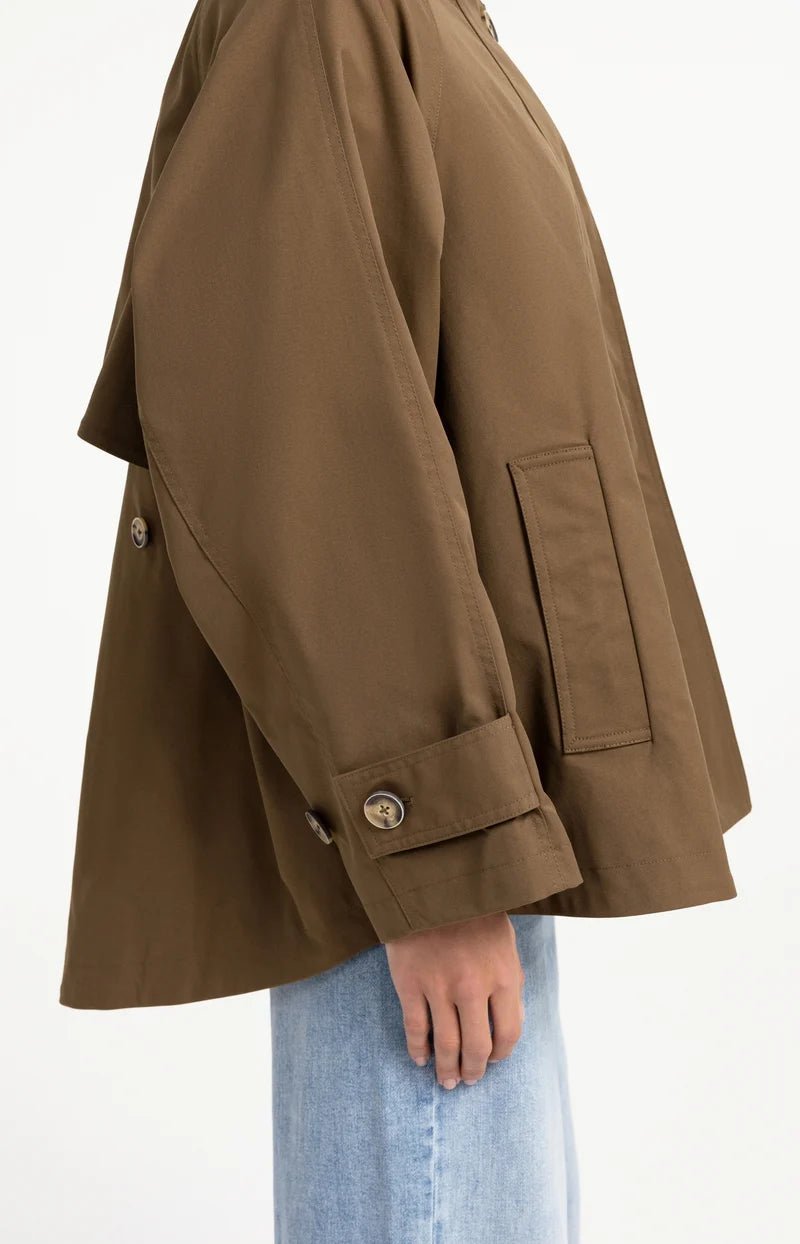 picture of Yaya A-Line Trench Jacket With Stand Collar - Teak Brown - Number Two - womens - fashion - clothing - Yaya 9