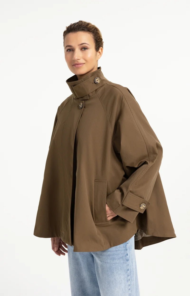picture of Yaya A-Line Trench Jacket With Stand Collar - Teak Brown - Number Two - womens - fashion - clothing - Yaya 6