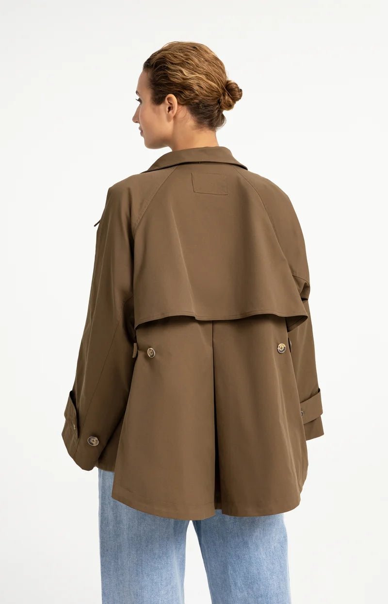 picture of Yaya A-Line Trench Jacket With Stand Collar - Teak Brown - Number Two - womens - fashion - clothing - Yaya 5