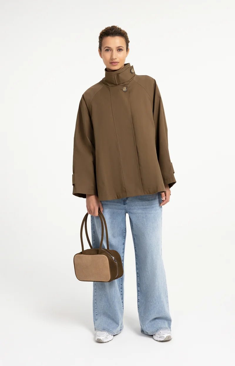 picture of Yaya A-Line Trench Jacket With Stand Collar - Teak Brown - Number Two - womens - fashion - clothing - Yaya 10