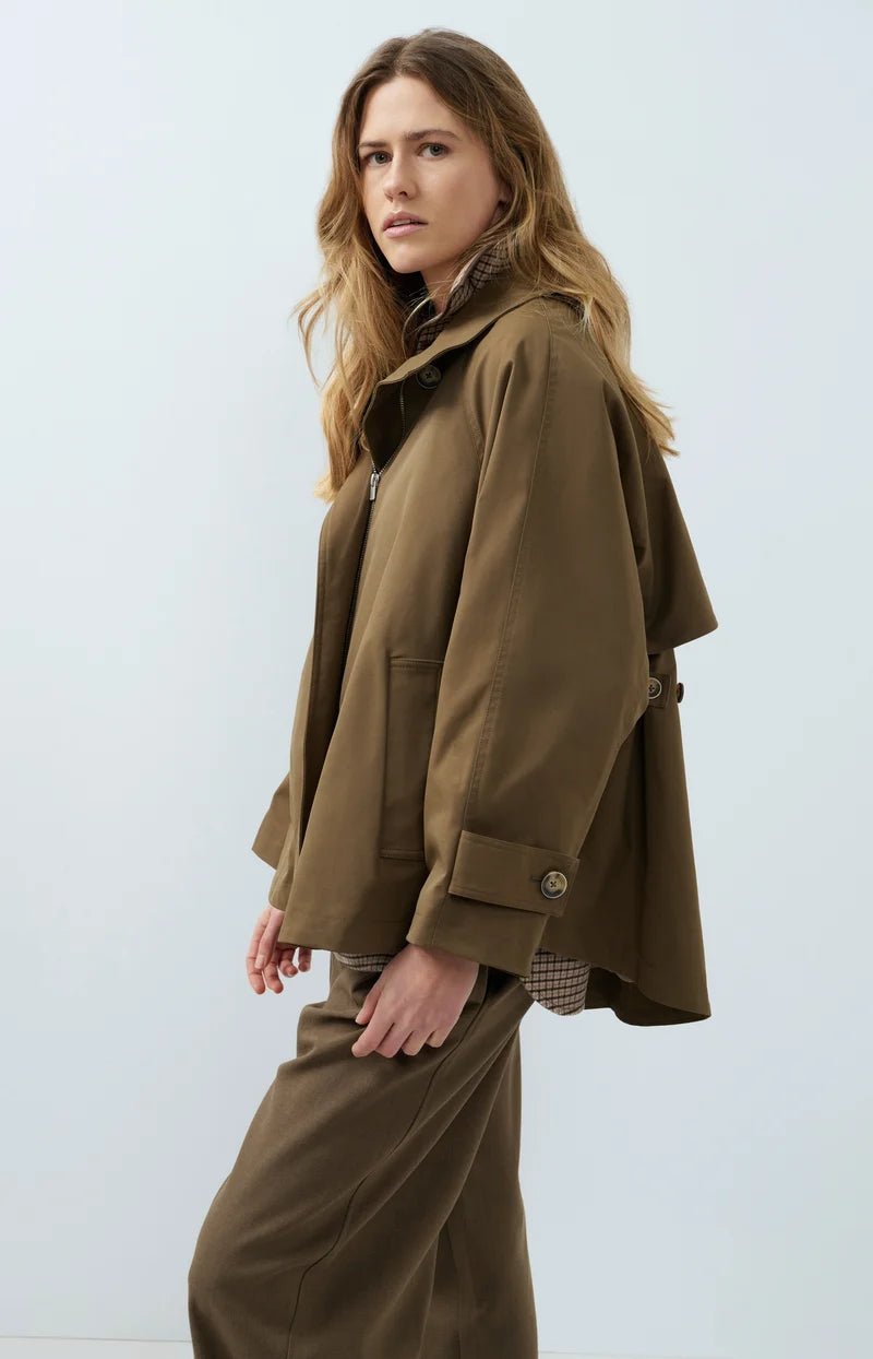 picture of Yaya A-Line Trench Jacket With Stand Collar - Teak Brown - Number Two - womens - fashion - clothing - Yaya 1