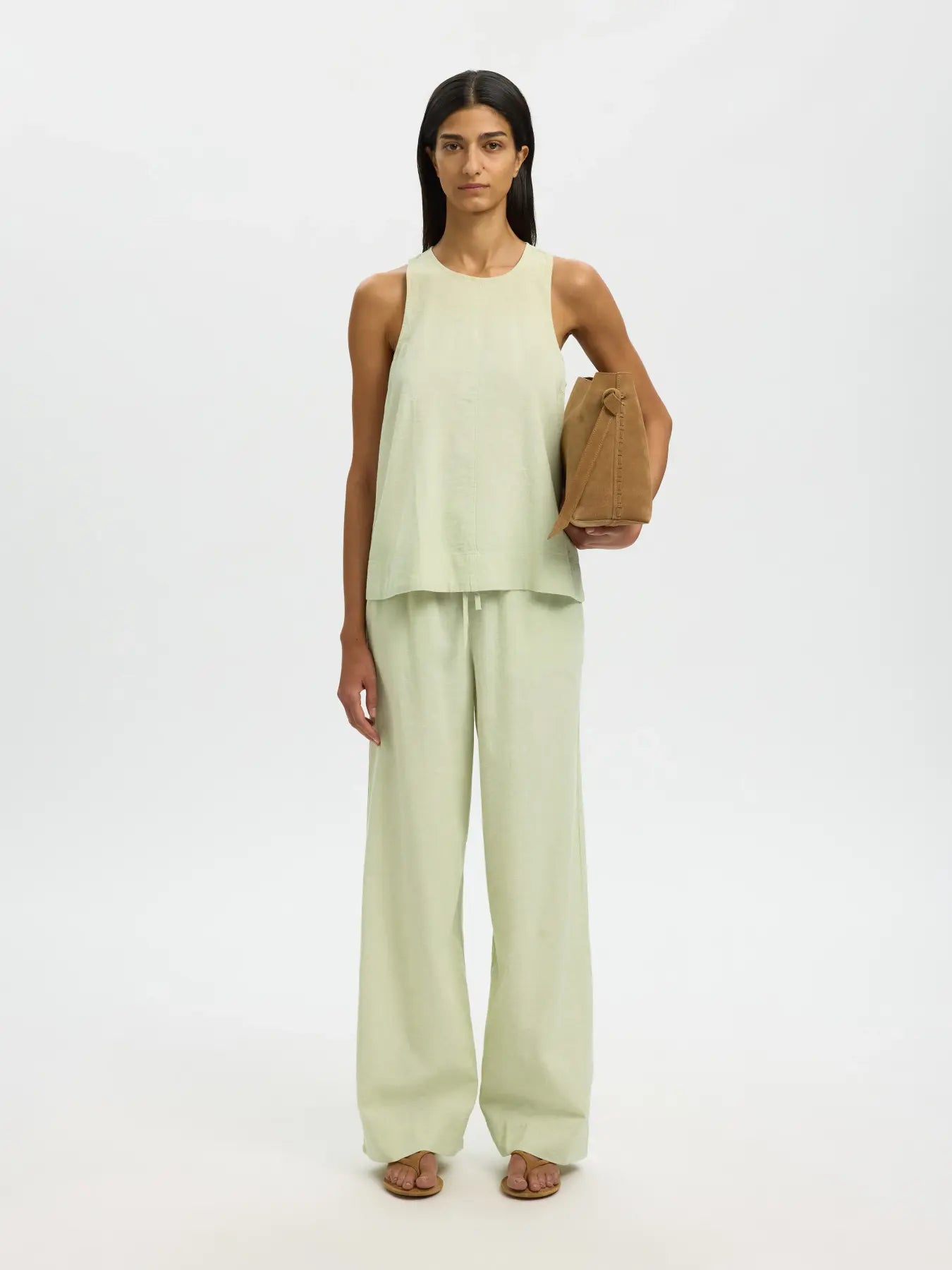 picture of Selected Luisa Linen Blend Top - Lint - Number Two - womens - fashion - clothing - Selected Femme 4