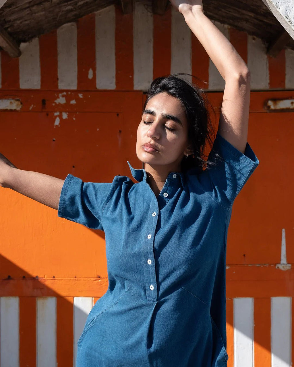 Bibico Alexa Shirt Dress - Textured Denim