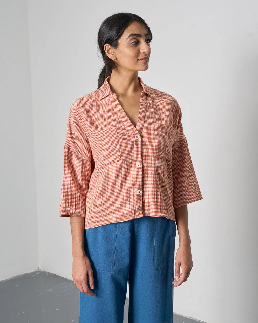 picture of Bibico Ava Blouse - Rust Check - Number Two - womens - fashion - clothing - Bibico 1