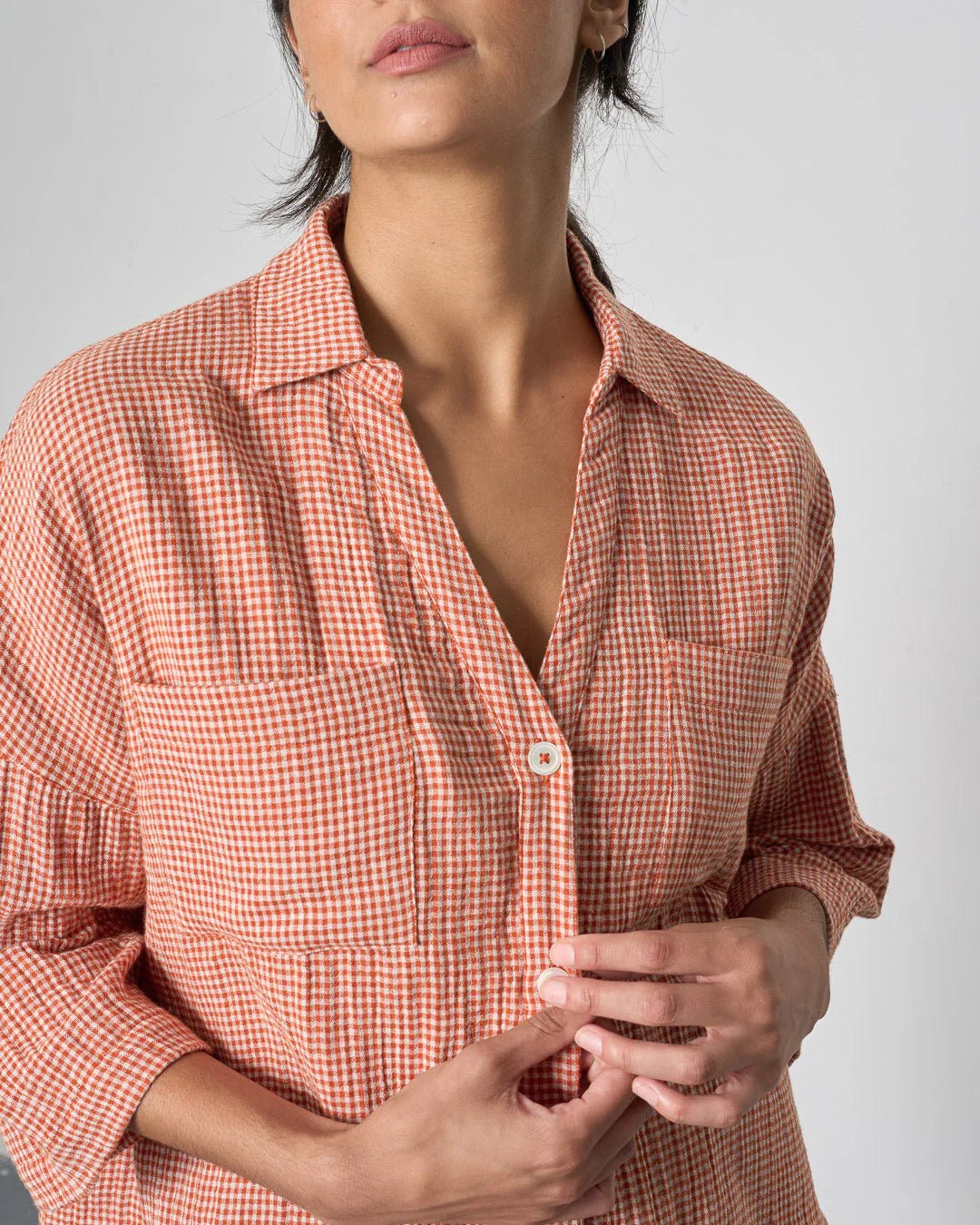 picture of Bibico Ava Blouse - Rust Check - Number Two - womens - fashion - clothing - Bibico 3