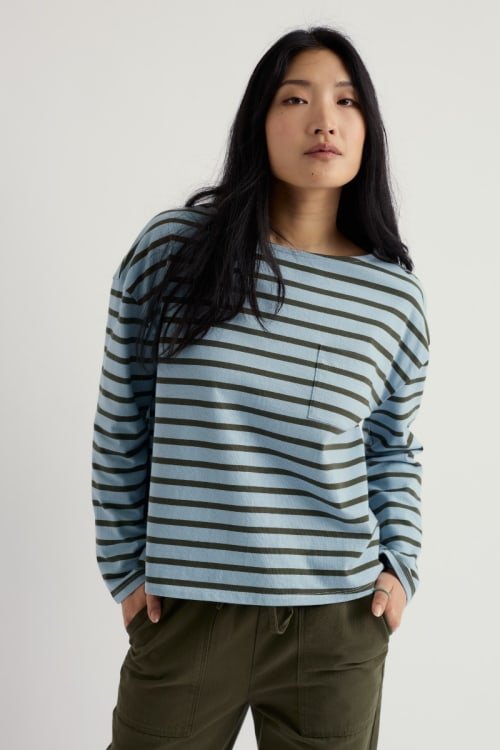 picture of Seasalt Beach Boat Top - Breton Blue Fog Alpine - Number Two - womens - fashion - clothing - Seasalt 1