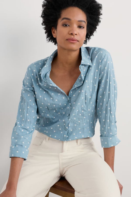 Seasalt Larissa Shirt Organic Cotton Little Sponge Spot Hail