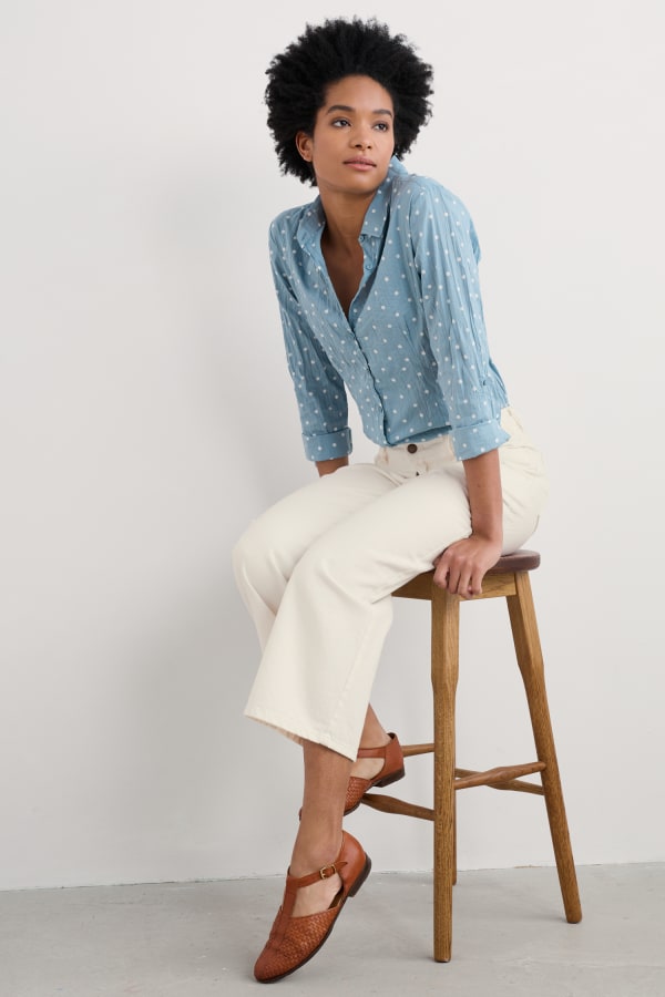 Seasalt Larissa Shirt Organic Cotton Little Sponge Spot Hail