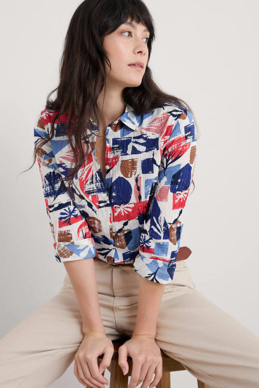 Seasalt Larissa Shirt Organic Cotton Marine Forms Chalk