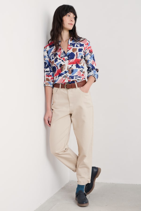 Seasalt Larissa Shirt Organic Cotton Marine Forms Chalk