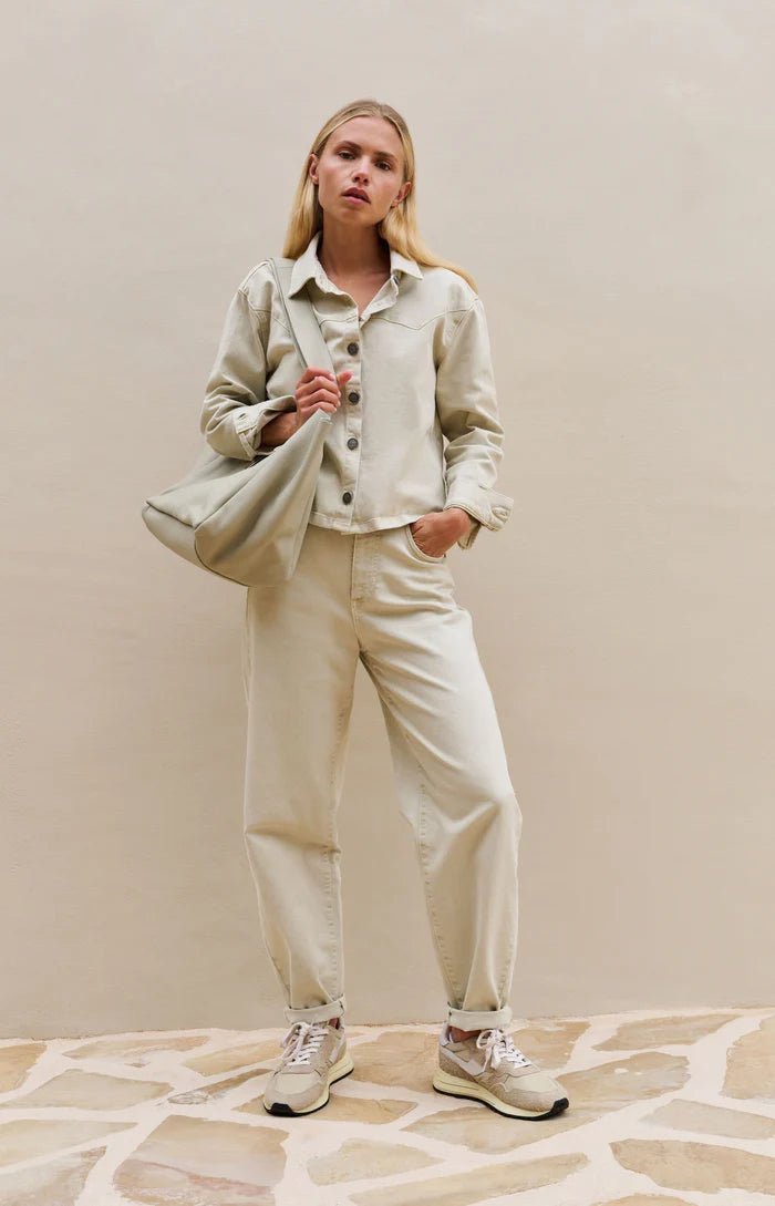 picture of Yaya Barrel Jeans Back Seam Detail - Sandstone Beige - Number Two - womens - fashion - clothing - Yaya 1
