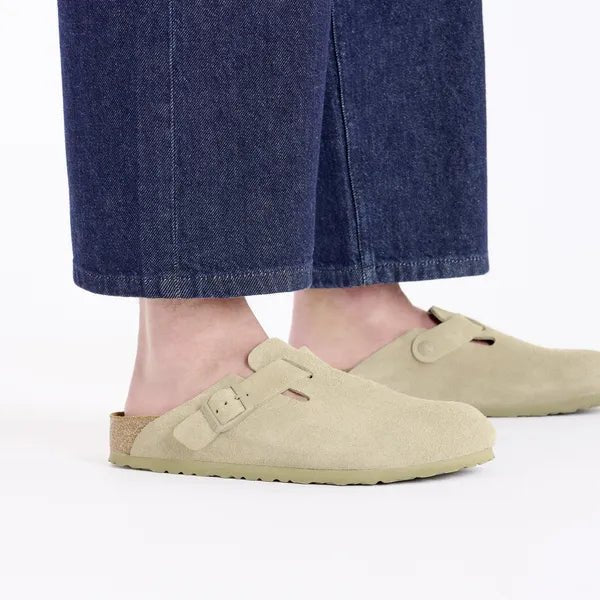 Birkenstock Boston Suede Leather Faded Khaki