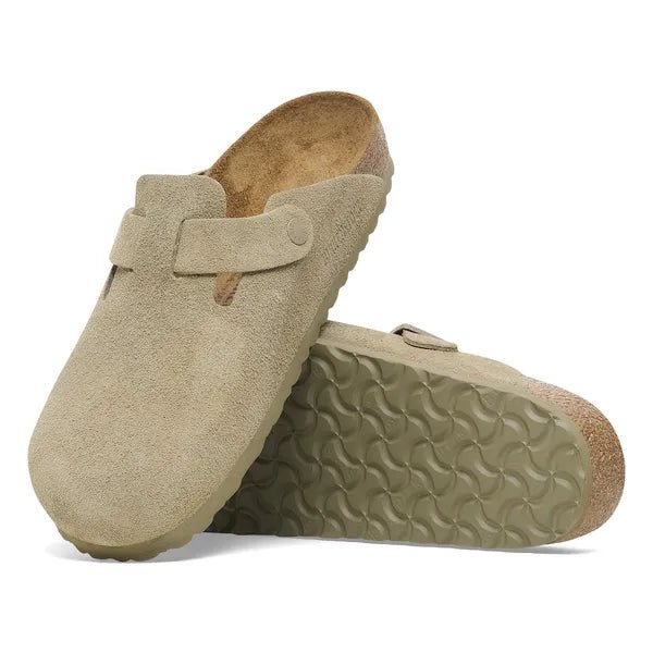 Birkenstock Boston Suede Leather Faded Khaki