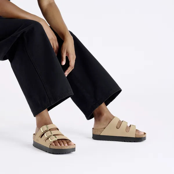 Birkenstock Florida III PAP Flex Platform Nubuck Leather Sandcastle