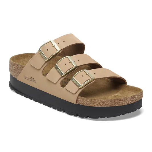 Birkenstock Florida III PAP Flex Platform Nubuck Leather Sandcastle