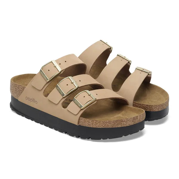 Birkenstock Florida III PAP Flex Platform Nubuck Leather Sandcastle