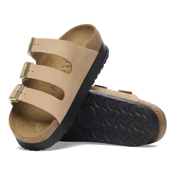 Birkenstock Florida III PAP Flex Platform Nubuck Leather Sandcastle
