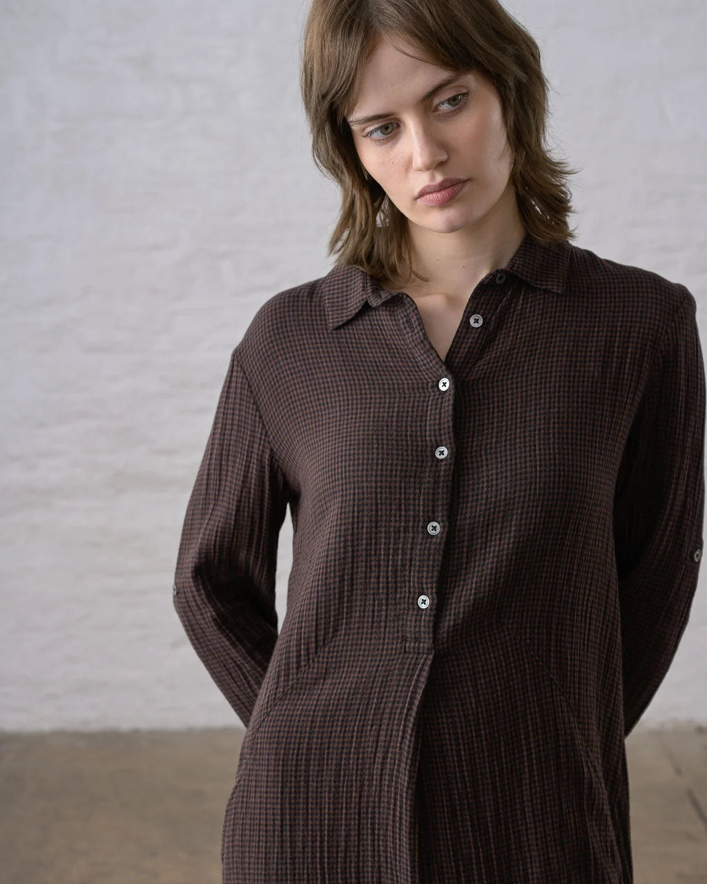 Bibico Alexa Shirt Dress - Cocoa Check