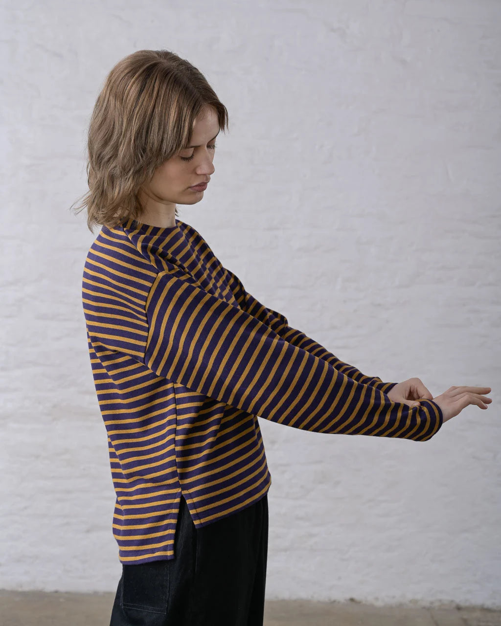 Bibico Zoe Relaxed T-Shirt - Navy & Pumpkin Stripe