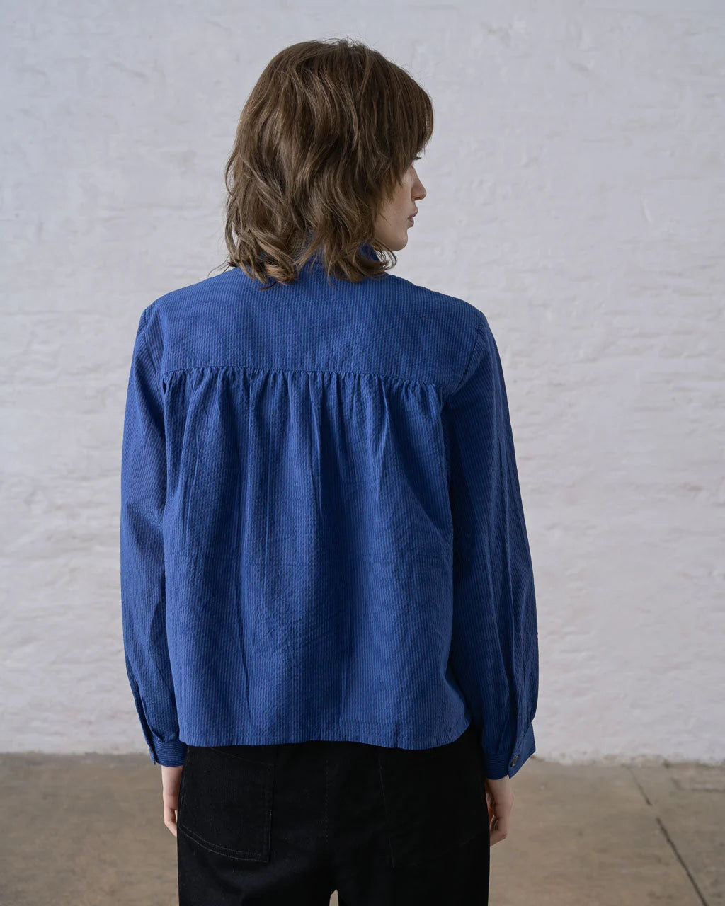 Bibico Ada Cropped Blouse - Blue Stripe