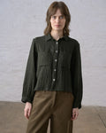 Bibico Ada Cropped Blouse - Green Check