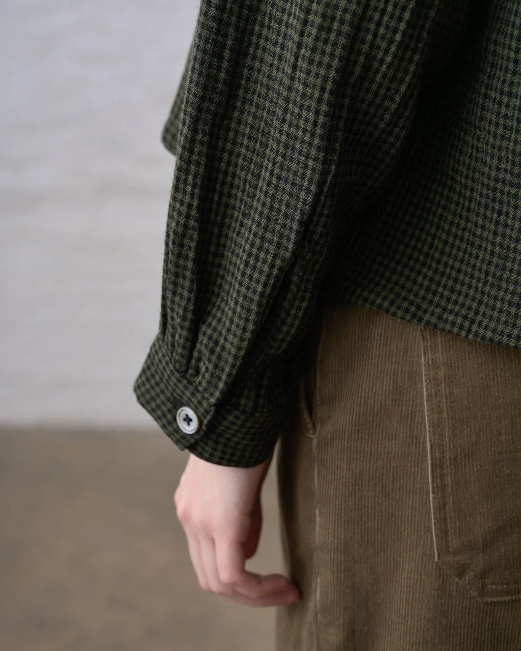 Bibico Ada Cropped Blouse - Green Check