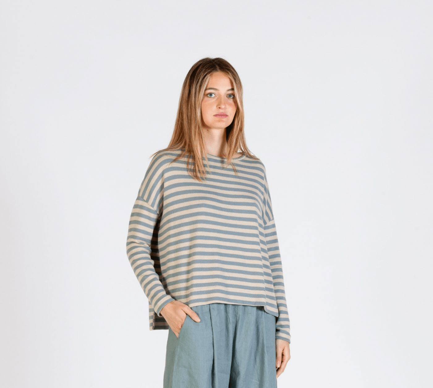 Mama B Alison Fleece Jumper Lago Stripe