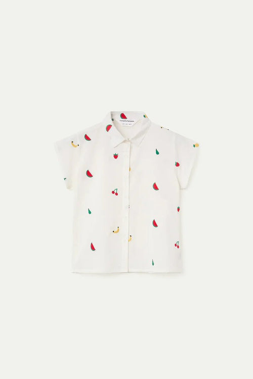 picture of Compania Fantastica 43122 Embroidered Fruity Shirt - White - Number Two - womens - fashion - clothing - Compania Fantastica 2