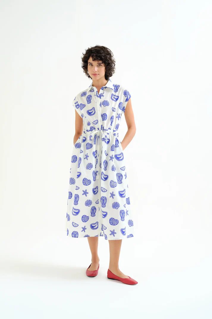 picture of Compania Fantastica 41121 Lobster Print Dress - Blue/White - Number Two - womens - fashion - clothing - Compania Fantastica 1