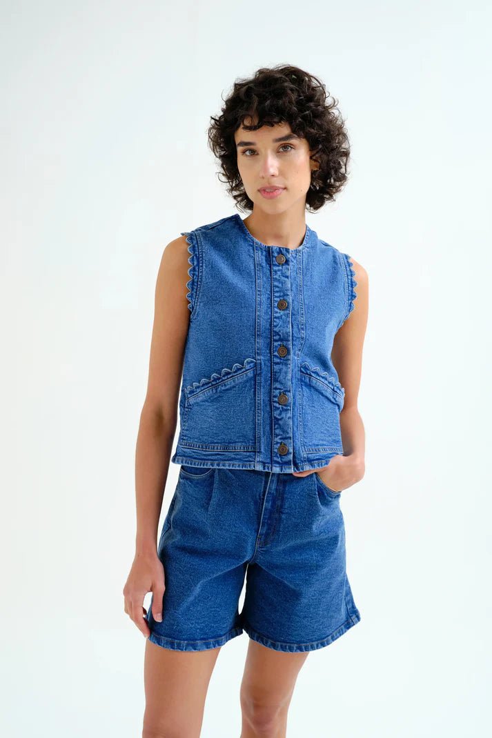 picture of Compania Fantastica 47101 Denim Vest - Blue - Number Two - womens - fashion - clothing - Compania Fantastica 1