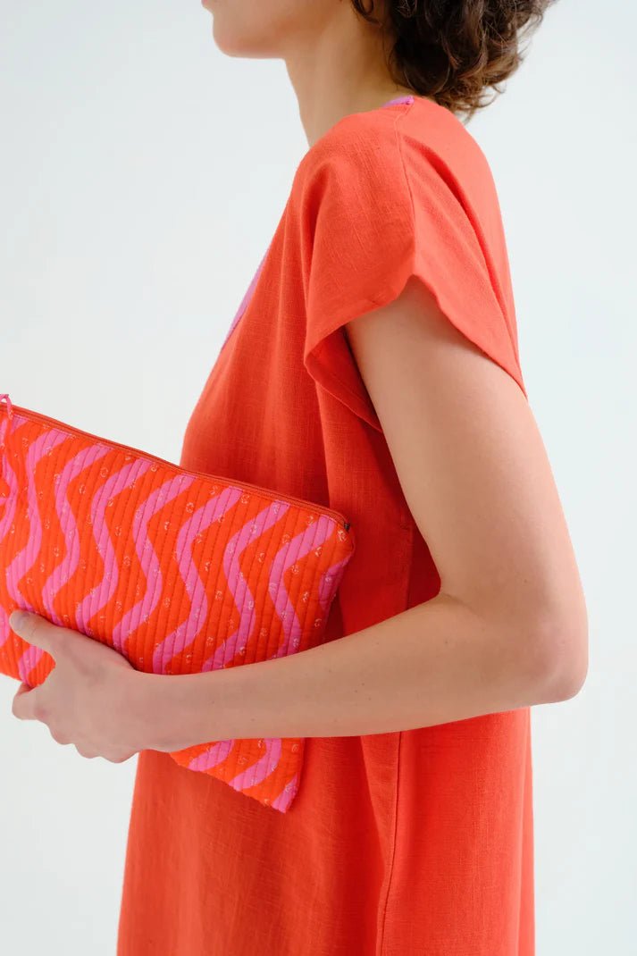 picture of Compania Fantastica 41918 Clutch Bag Wavy Print - Pink/Orange - Number Two - womens - fashion - clothing - Compania Fantastica 1