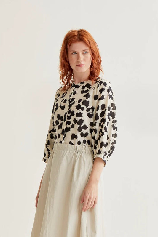 picture of Compania Fantastica 43020 Dalmatian Print Blouse - Black/Ecru - Number Two - womens - fashion - clothing - Compania Fantastica 1