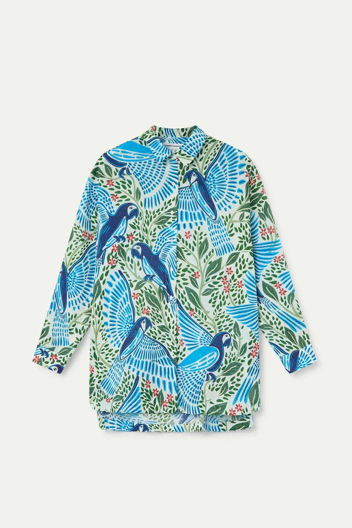 picture of Compania Fantastica 41910 Parrot Print Shirt - Blue/Green Multi - Number Two - womens - fashion - clothing - Compania Fantastica 2