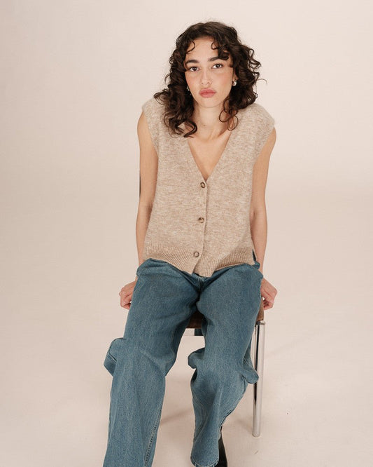 picture of Grace & Mila Santa Knit Tank Top - Beige - Number Two - womens - fashion - ethical - clothing - Grace & Mila