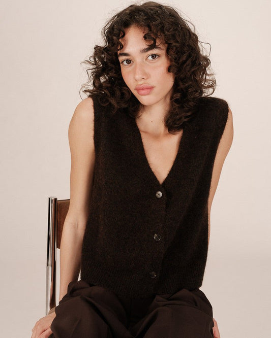 picture of Grace & Mila Santa Knit Tank - Chocolate - Number Two - womens - fashion - ethical - clothing - Grace & Mila