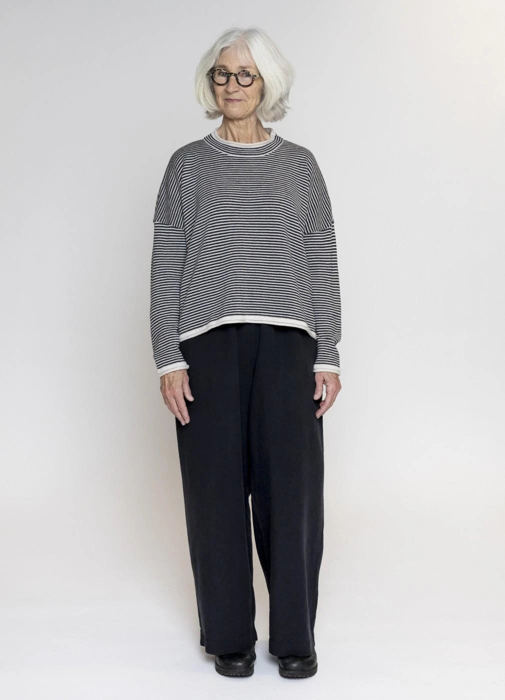 Muse Wear Carin Stripe Jumper - Ecru/Coal