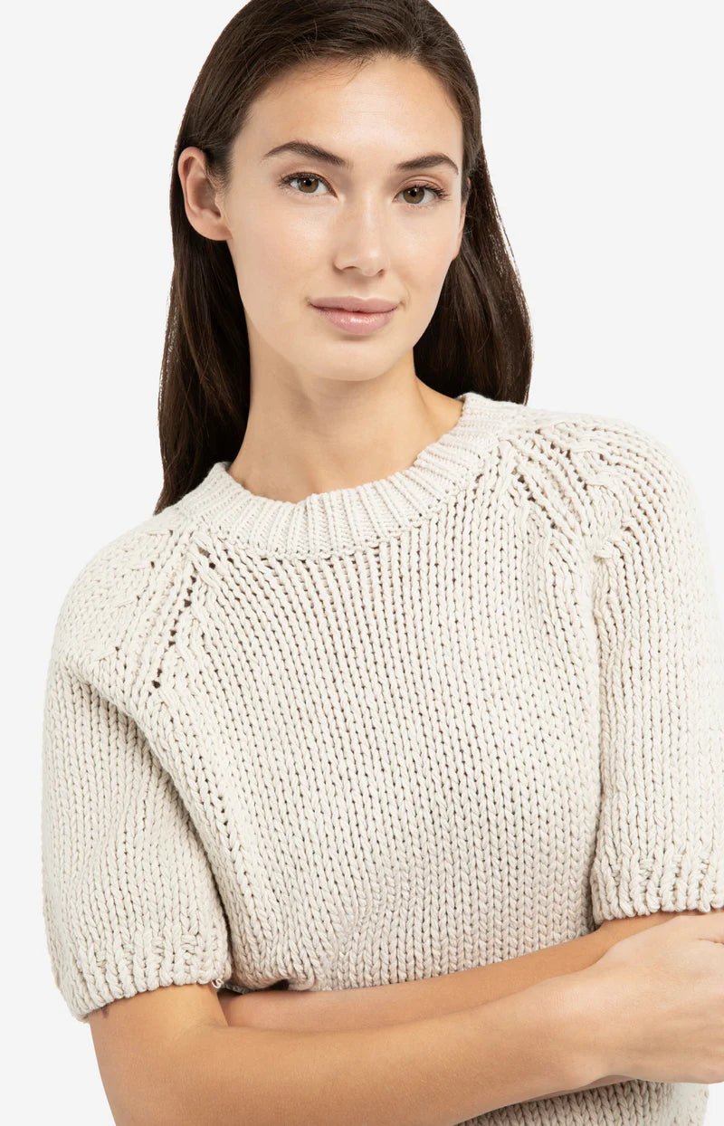 picture of Yaya Chunky Knit Short Sleeve Sweater - Kit Beige - Number Two - womens - fashion - clothing - Yaya 2