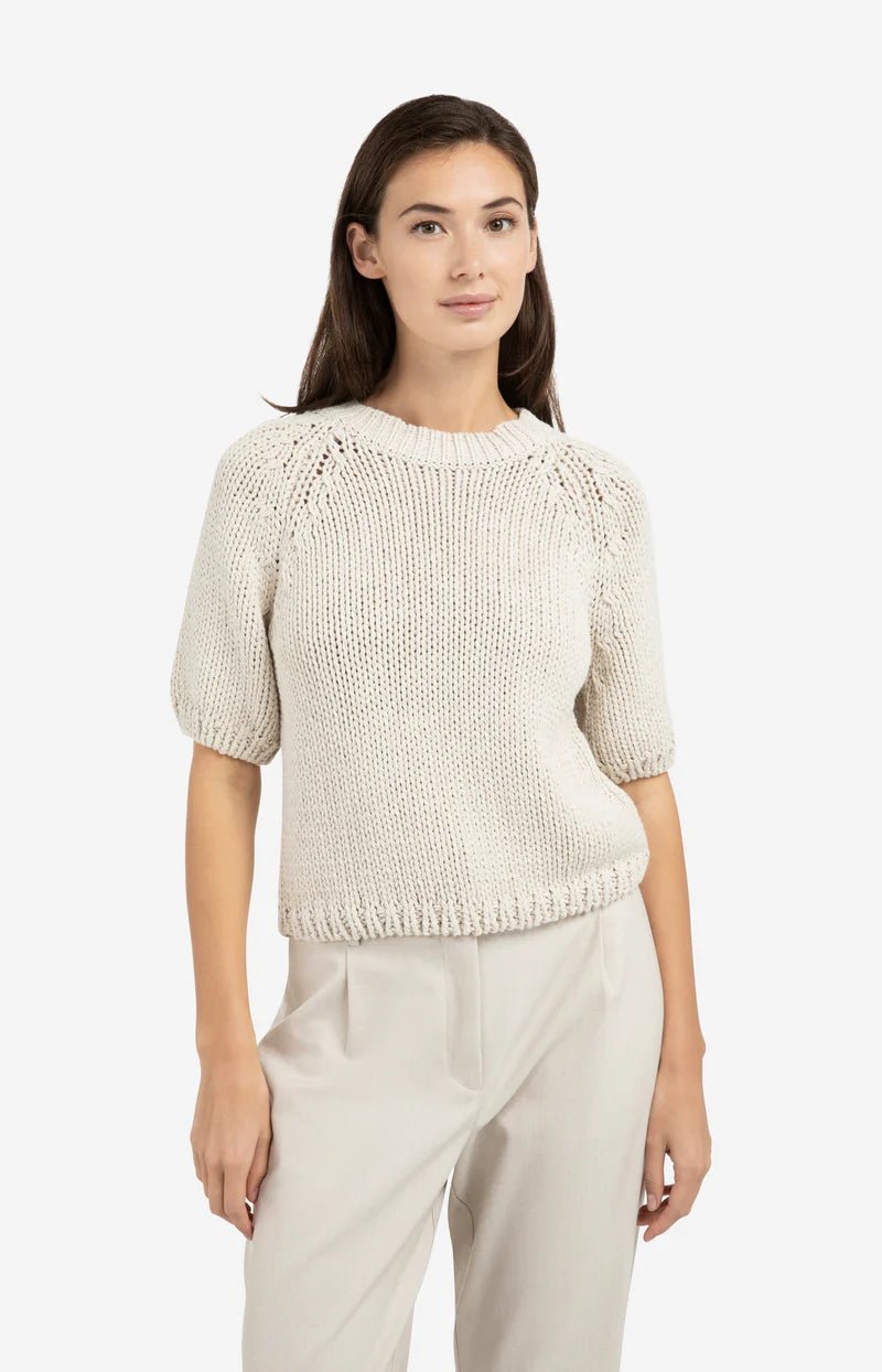 picture of Yaya Chunky Knit Short Sleeve Sweater - Kit Beige - Number Two - womens - fashion - clothing - Yaya 1