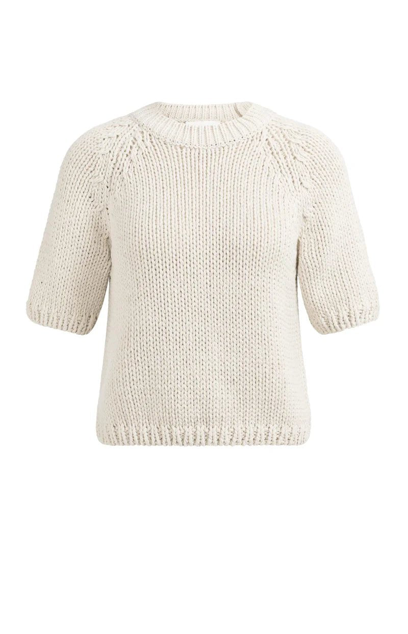 picture of Yaya Chunky Knit Short Sleeve Sweater - Kit Beige - Number Two - womens - fashion - clothing - Yaya 4