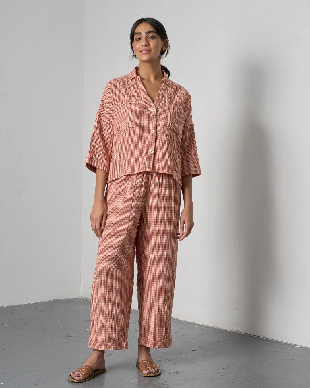 picture of Bibico Clara Trousers - Rust Check - Number Two - womens - fashion - clothing - Bibico 1