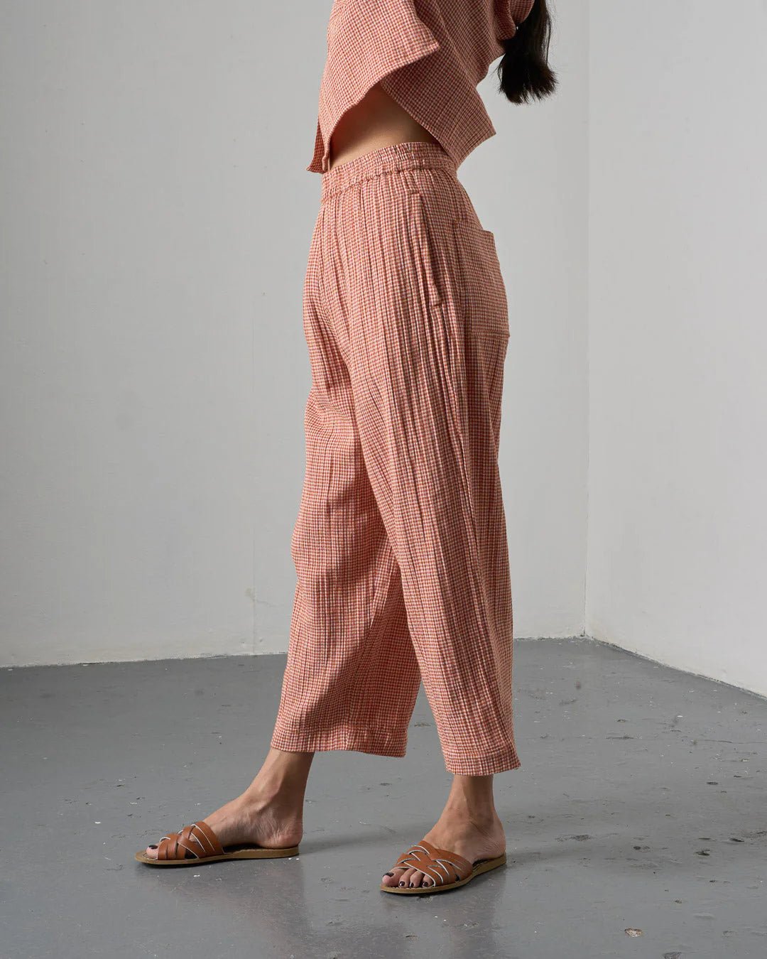 picture of Bibico Clara Trousers - Rust Check - Number Two - womens - fashion - clothing - Bibico 2